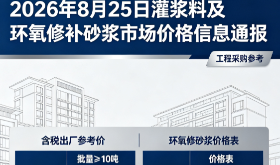 广昌2026年8月25日灌浆料及环氧修补砂浆市场价格信息通报
